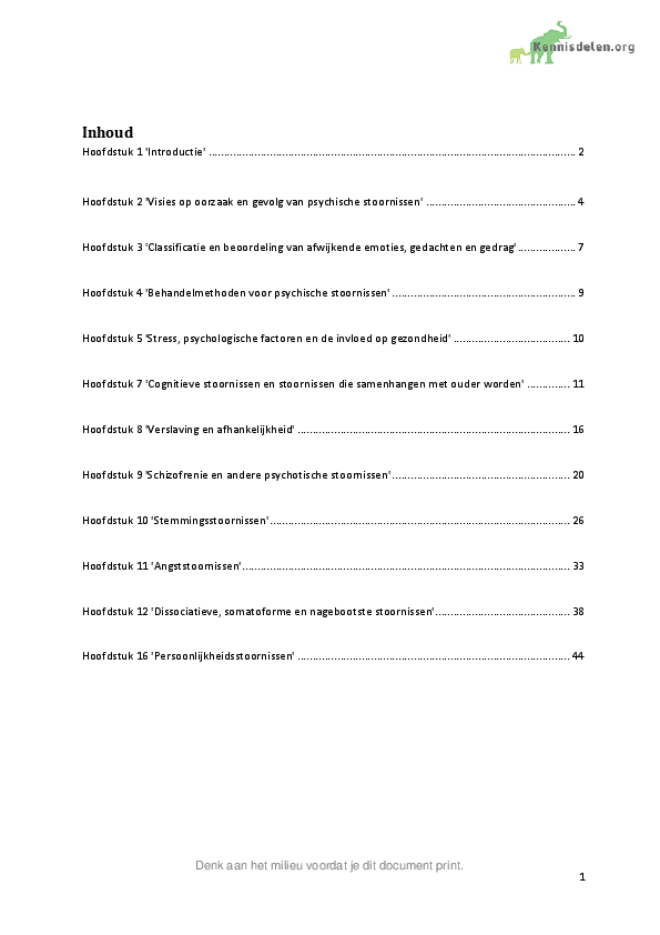 Samenvatting Psychiatrie een inleiding