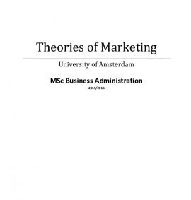 Summary Theories of Marketing