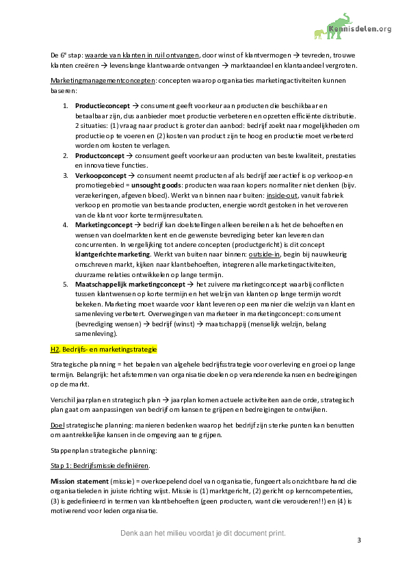 Samenvatting Marketing De Essentie (13e Editie)