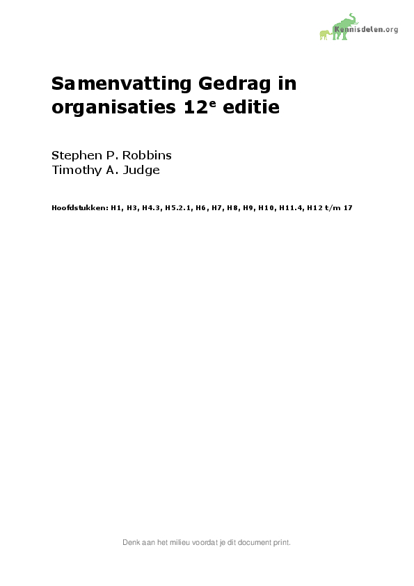 Gedrag in organisaties 12e editie