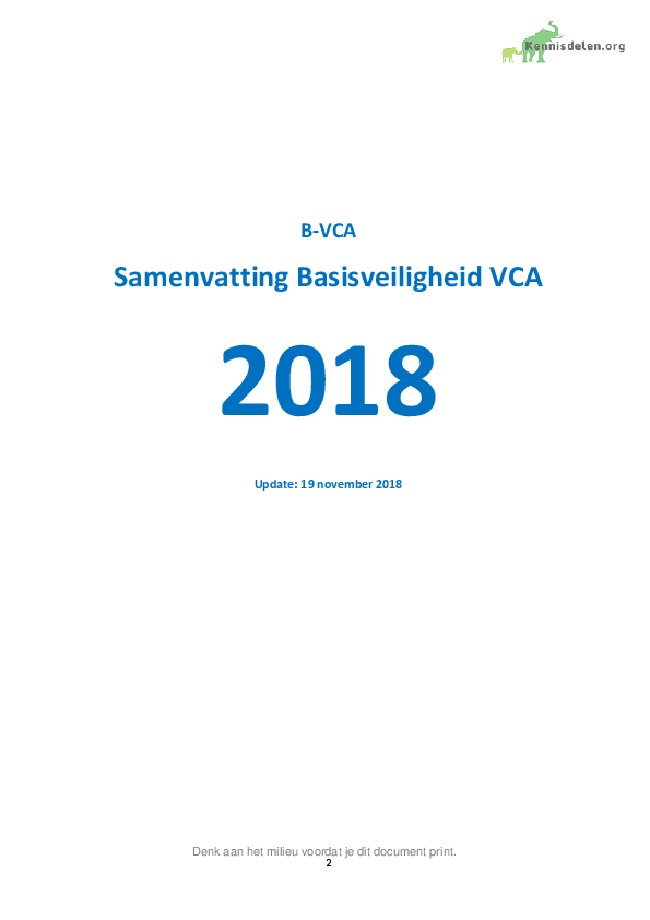 Samenvatting Basisveiligheid VCA 2018 - B-VCA Samenvatting