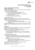 Financial Markets Exam Summary