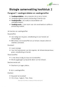 Biologie Havo 2 Thema 2 Voeding En Vertering - KennisDelen