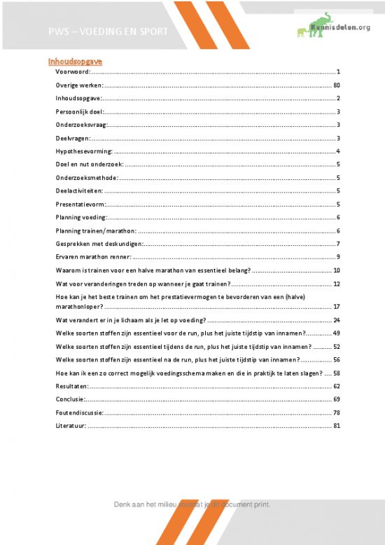 PWS Voeding en Sport  KennisDelen